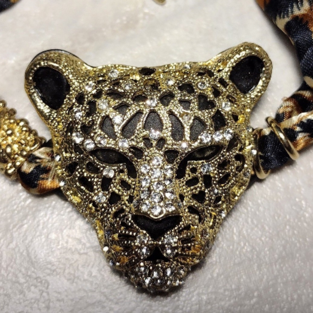 QVC Gold Plated Cheetah Panther Rhinestone Leopard Bracelet